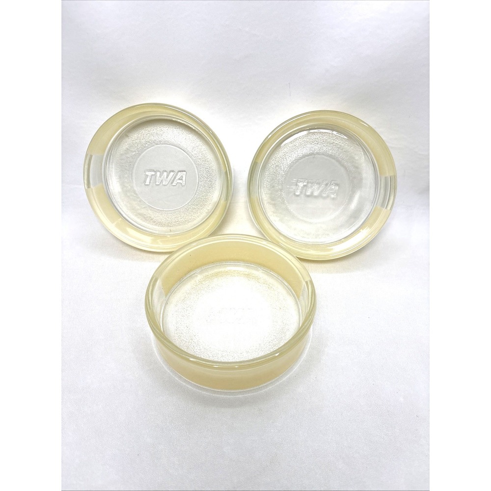 Vtg 40s Lot Of 3 TWA Transcontinental Western Air Frosted Glass Serving Dish HTF